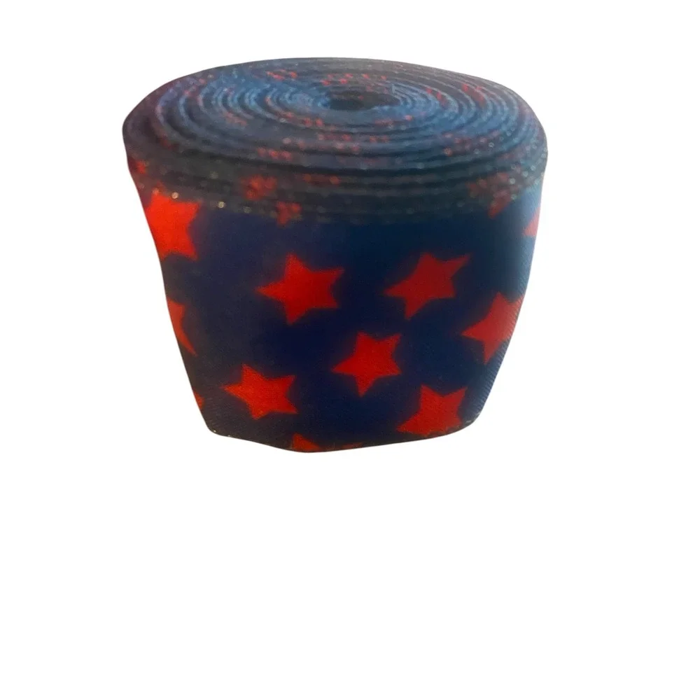 2 Rolls Star Wired Edge Ribbon 10 Yards Each Red Blue Patriotic Americana DIY